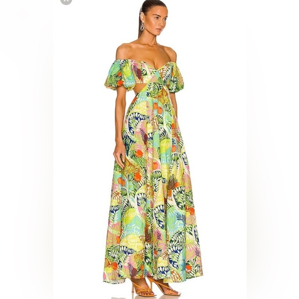 $625 STAUD Coliseum LINEN Maxi Dress, Gorgeous, NWT, Size 0, XS S, cutouts